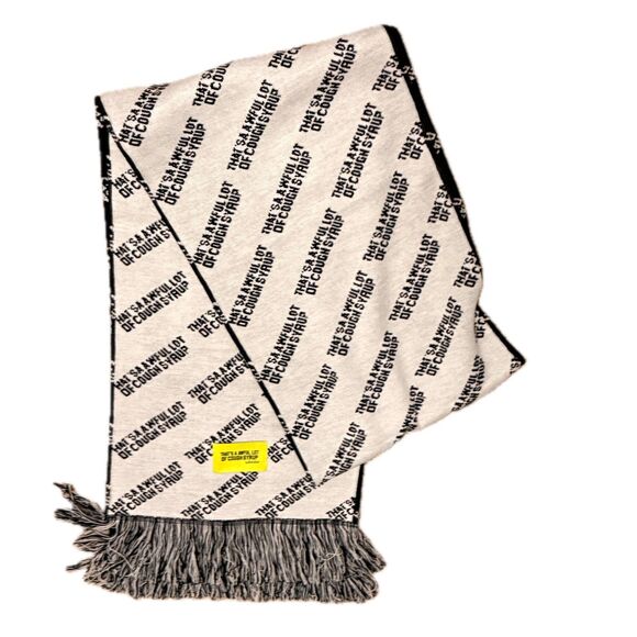ALOCS That's A Awful Lot Of Cough Syrup Oversized Scarf Black White Streetwear - Picture 1 of 6